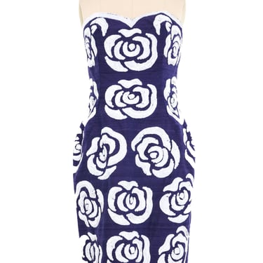 Victor Costa Navy Sequin Rose Mini Dress