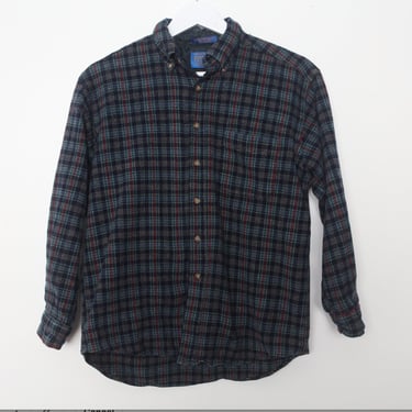 vintage flannel PENDLETON  brand twin peaks shirt WOOL thick long sleeve plaid shirt -- size L 