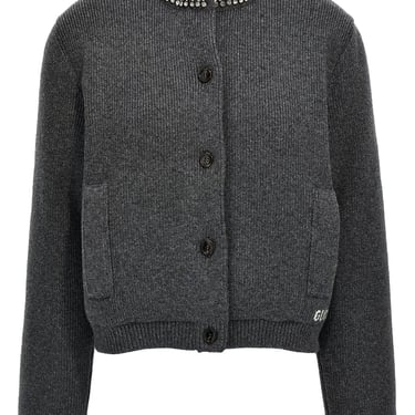 Gucci Women Padded Cardigan With Jewel Collar