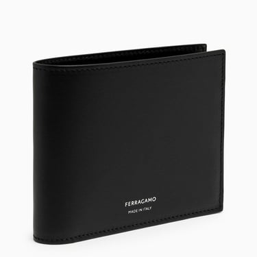 Ferragamo Black Leather Bi-Fold Wallet With Logo Men