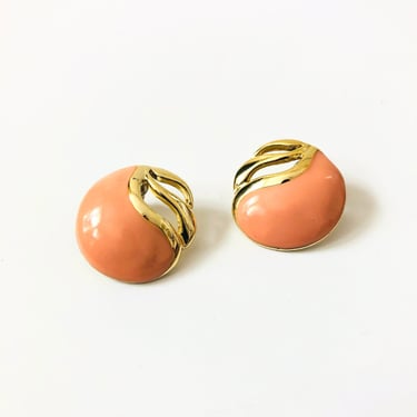 Vintage Pink Enamel Earrings 