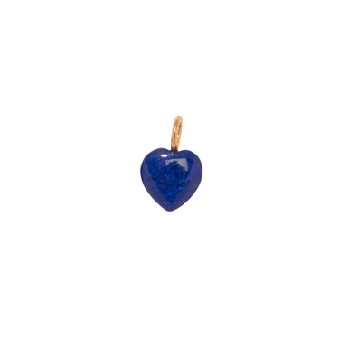14k Gold Puffy Lapis Heart Charm