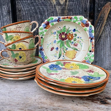 Floral Plate Set — Vintage Floral Plates — Vintage Plate and Teacup Set — Vintage Tea Set — Floral Vintage Teacups — Floral Vintage Plates 