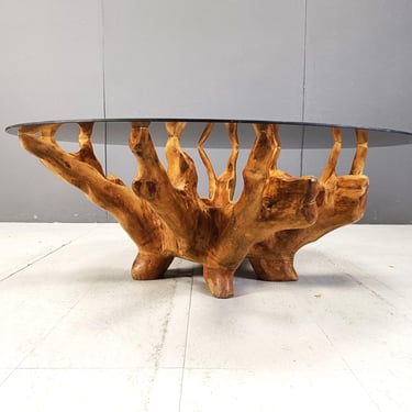 Vintage tree root coffee table, 1970s - vintage solild wooden coffee table - vintage design coffee table 