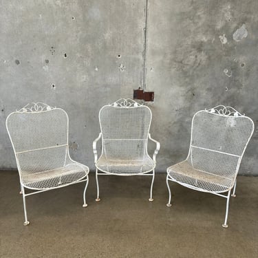 Salterini Style Set of Two Patio Side Chairs and One Arm Chair