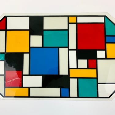 Vintage 1970s MID Century Modern Mondrian Colorblock Geometric Vinyl Op Art MOD Pop Placemats - Set of 4 