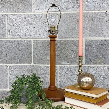 Vintage Charles Shackleton Table Lamp Retro 1990s Contemporary + Cherry Wood + Gold Hardware + Neutral Decor + Mood Lighting + Modern Light 