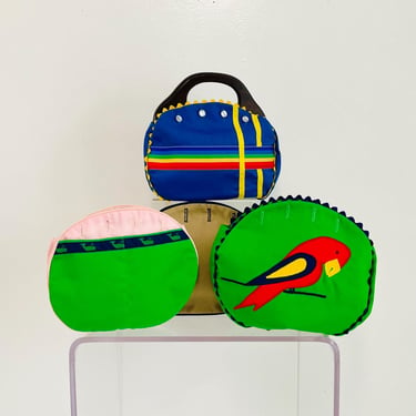 Vintage 1980s Retro Preppy Purse Handbags Pappagallo Bermuda Bags LOT Rainbow Whale Bird 