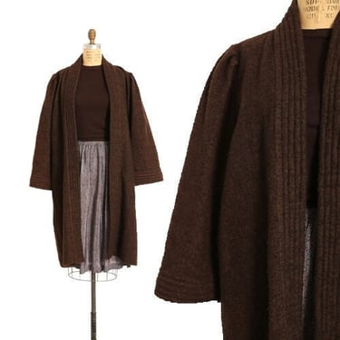 Vintage 60s brown boucle wool coat 