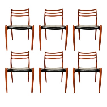 Set of Six Mid-Century Danish Teak Dining Chairs by Niels Otto Møller, Model 78