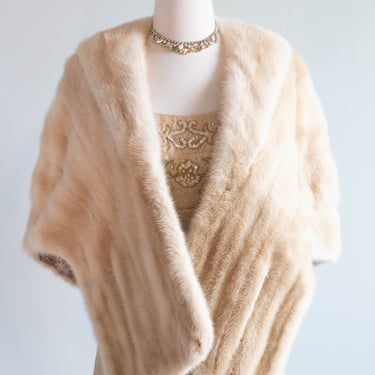 Glamorous 1950's Pastel Blond Mink Wrap / OS