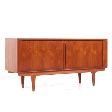 Bernhard Pedersen Style Mid Century Danish Teak Tambour Credenza - mcm 