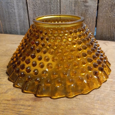 Vintage Amber Hobnail Glass Shade, 8.75 x 4