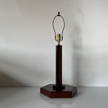 Mid-Century Modern Studio Made Geometric Wood Table Lamp 
