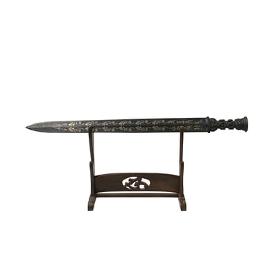Chinese Black Mixed Material Sword Shape Fengshui Display Art ws3317E 