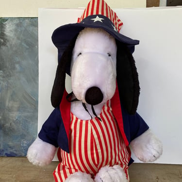 Vintage Uncle Sam Snoopy, Large Stuffed Snoopy With Uncle Sam Costume by Determined Productions, 4th Of July Decor, Stuffed Animals Plushies 