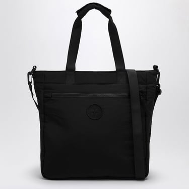 Stone Island Black Nylon Medium Tote Bag With Compass Logo Men