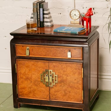 Vintage Black Chinoiserie Nightstand