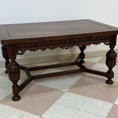 Jacobean Style Dining Table Expandable / Great As Desk or Wine Cellar ~ Seats 10 