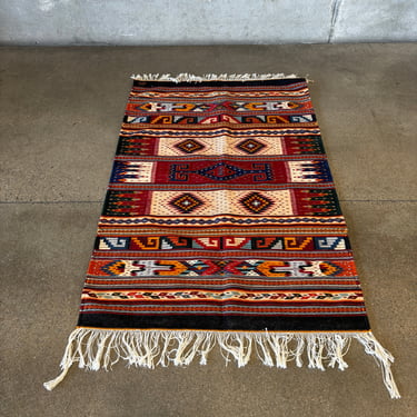 Handwoven Signed Zapotec Wool Rug