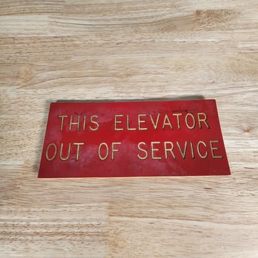 Vintage This Elevator Out Of Service Plastic Magnetic Sign 