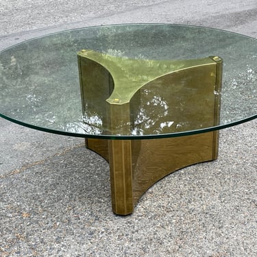 Mid-Century Mastercraft Brass Pedestal Coffee Table 