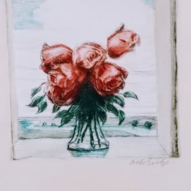 Signed Otto Goetze ROSES WATERCOLOR~Antique Watercolor Red Roses~Floral Painting~Original Art~JewelsandMetals. 