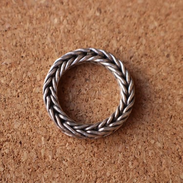 Woven Sterling Band / Braided Silver Ring / Size 6 Stacking Ring 