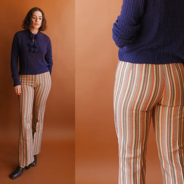 Vintage 60s Striped Levis Pants/ 1960s Sta-Prest Flared Pants/ Size XS 