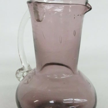 Amethyst Purple Glass Small Miniature Pitcher Vase with Clear Handle 1144B