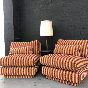 Milo Baughman Slipper Lounge Chairs with Plinth Base