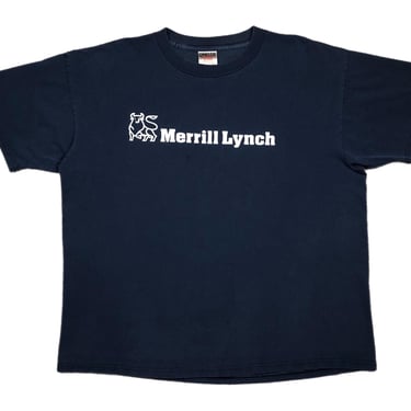 Vintage 90s Merrill Lynch Investment Management Double Sided “Financial Foundation” Graphic T-Shirt Size Large/XL 