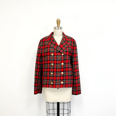 Vintage Brooks Brothers Jacket | Plaid Double Breasted Blazer with Gold Buttons | Womens Size 6 