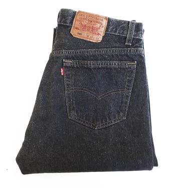 vintage Levis 501 / black Levis / 1990s Levis 501 black fuzzy denim straight leg high waist jeans 32 