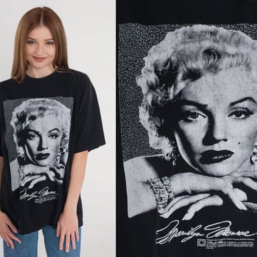 Marilyn Monroe Shirt 90s Old Hollywood T-Shirt Movie Star Actress Starlet TShirt B&W Fashion Photography Graphic Tee Vintage 1990s Large L 