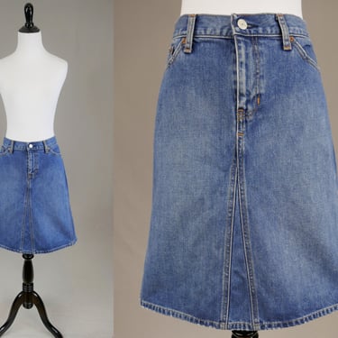 Vintage Gap Jean Skirt - 32" low rise waist, size 10 - Blue Cotton Denim - Dated 2003 