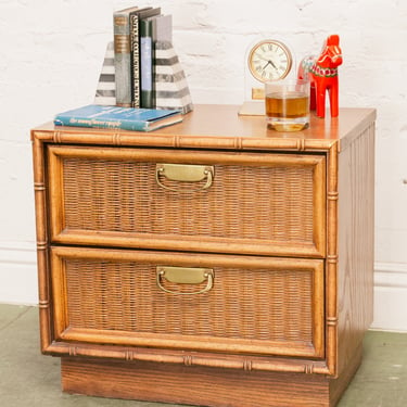 Rattan Mid Century Nightstand