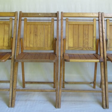 Set of Wooden Folding Chairs Vintage Folding Bistro Chair Mid Century Slat Wood Chair Set Outdoor Cafe Chair Fold Up Patio Chair 