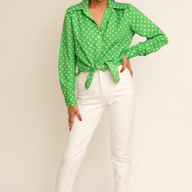 Vintage 1970s 70s Lime Green Polka Dot Long | Transplant Vintage - Los  Angeles, CA | ATTIC