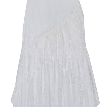 Sir - White Eyelet Lace Ruffle Front High-Low Skirt Sz 4