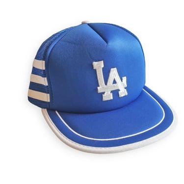 vintage Dodgers hat / LA Dodgers / 1990s Los Angeles Dodgers striped trucker baseball hat snapback cap 