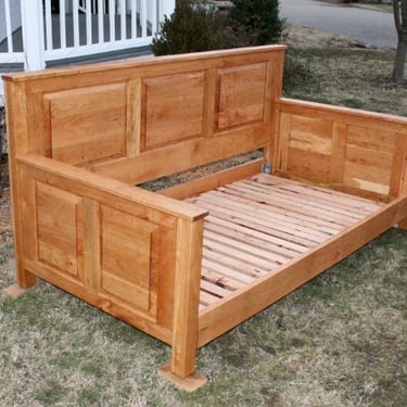ZCustom Rose DcRnP1, Custom size natural Red Oak Paneled Day Bed or Couch Bed  - natural color 