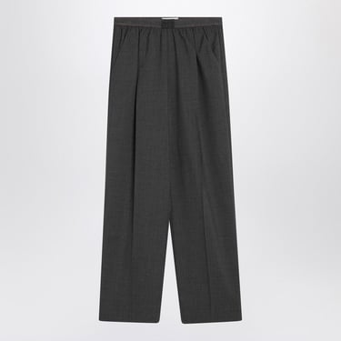 Miu Miu Grey Wool Pants With Logo Women