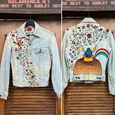 Vintage 1970’s Peter Max Style Lee Riders Denim Embroidered Jacket, 70’s Jean Jacket, Vintage Hippie, Vintage Clothing 