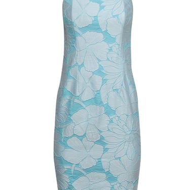 Etcetera - Turquoise Floral Textured Sleeveless Midi Dress Sz 0