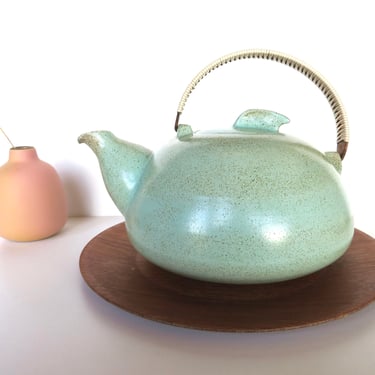 Early Heath Ceramics Teapot In Turquoise, Edith Heath Sausalito California Modernist Ceramics 