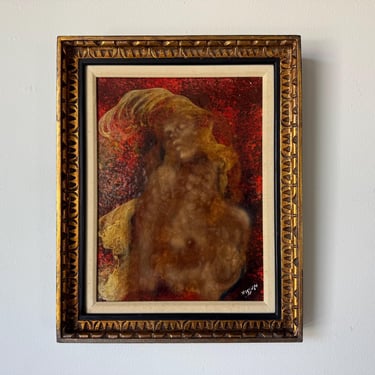 1960s Vintage Nude Woman Mixed Media Oil on Canvas Painting  by Lester Russian (1925–1988) 