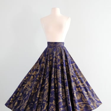 Glorious 1950's Hand-Painted Circle Skirt/ S