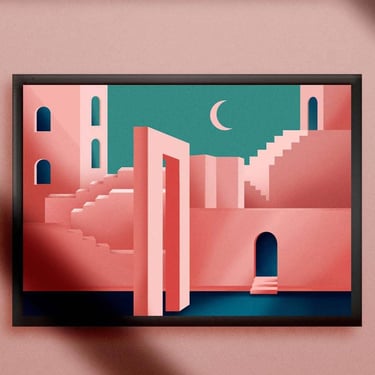 Mediterranean Dreams Pink Architecture Mini Print