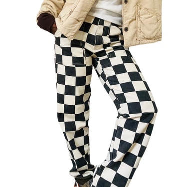 Future Vintage Black & White Checkered Cotton Canvas Work Pants
